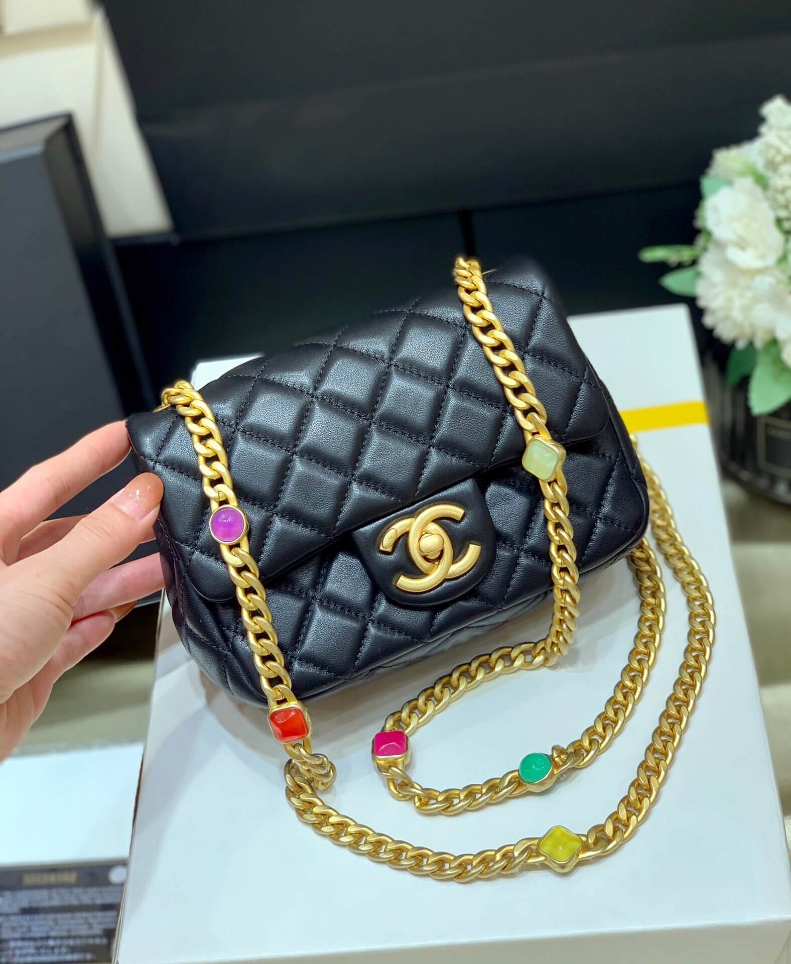 Chanel Classic flap bag CF宝石包 AS2379黑色