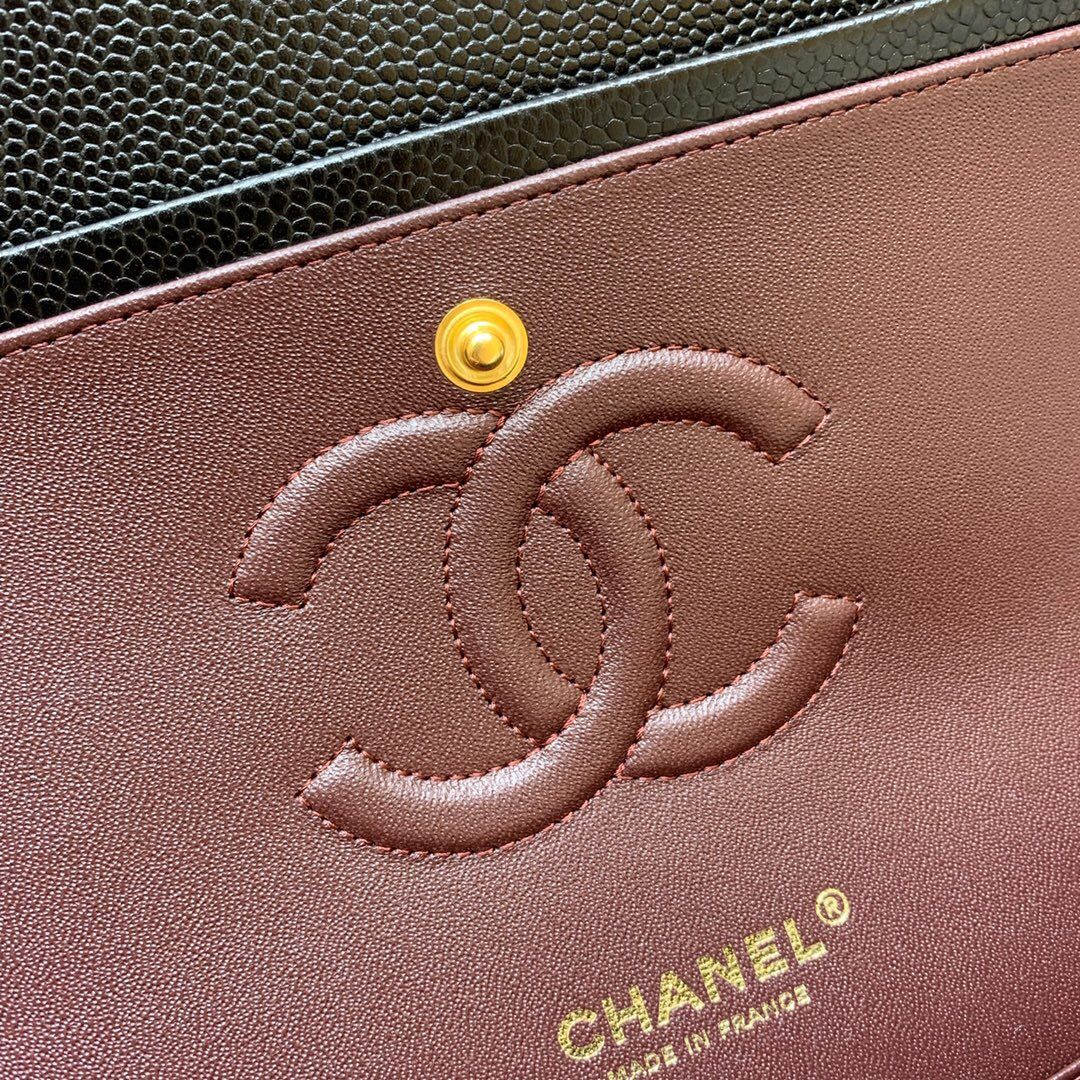 Chanel/香奈儿 CF25鱼子酱单肩斜挎包 A01112黑色金扣