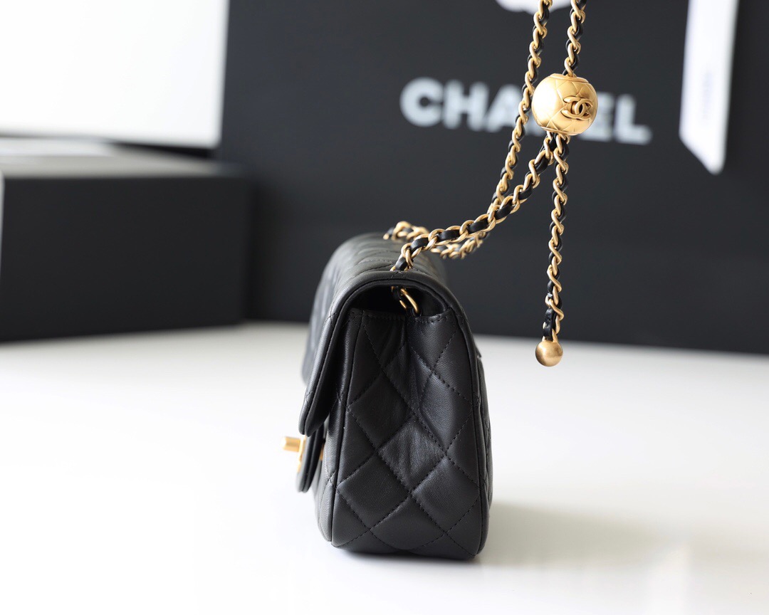 Chanel Flap Bag CF Mini羊皮方胖子金球包 AS1786黑色