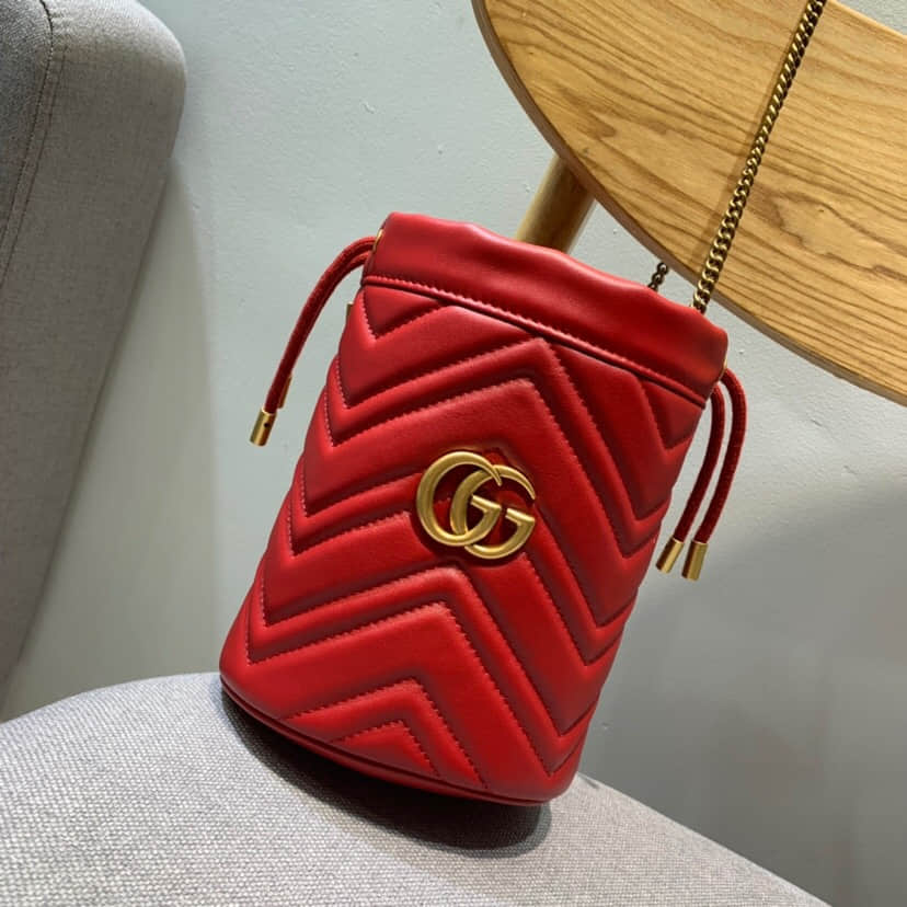 Gucci/古驰 575163 GG Marmont 系列迷你水桶包