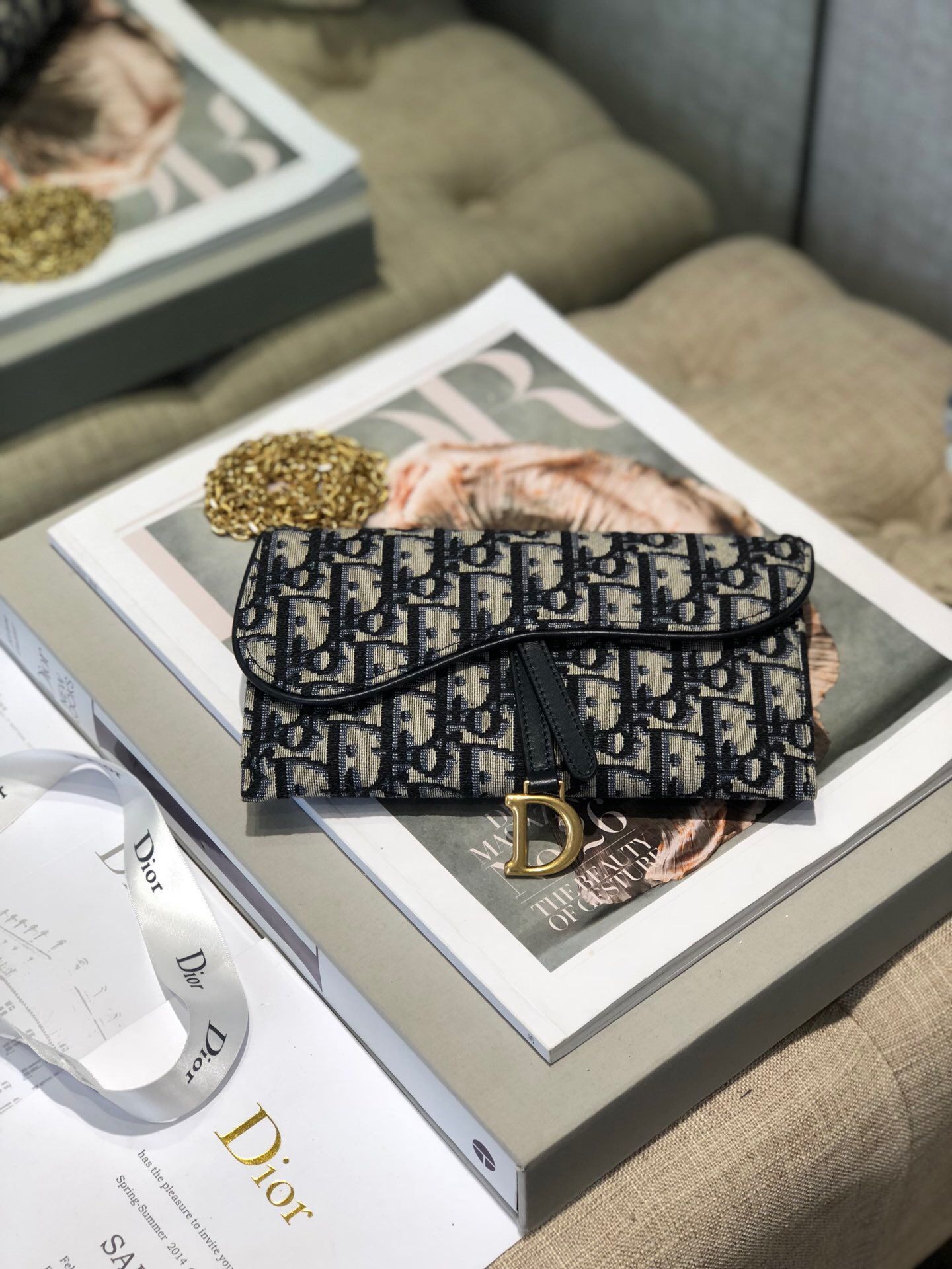 Dior/迪奥 Oblique印花马鞍长款链条钱包 S5614CTZQ_M
