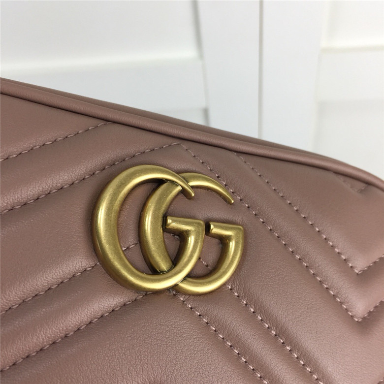 Gucci古驰 448065 裸色 GG Marmont系列绗缝迷你手袋