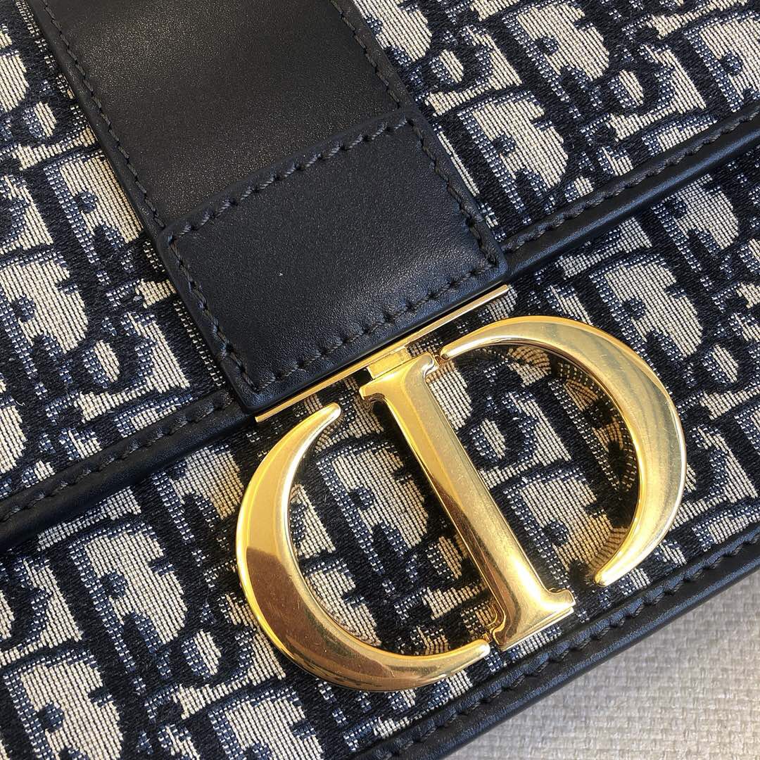 Dior 30 Montaigne Oblique 蓝色M9203提花帆布翻盖式手袋