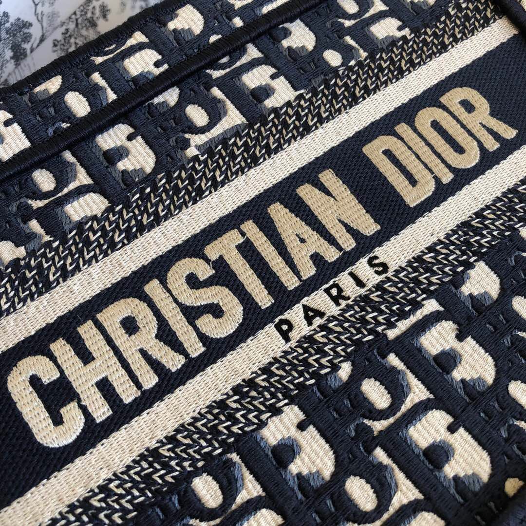 Dior BOOK TOTE ORIGINAL OBLIQUE图案迷你蓝色刺绣帆布托
