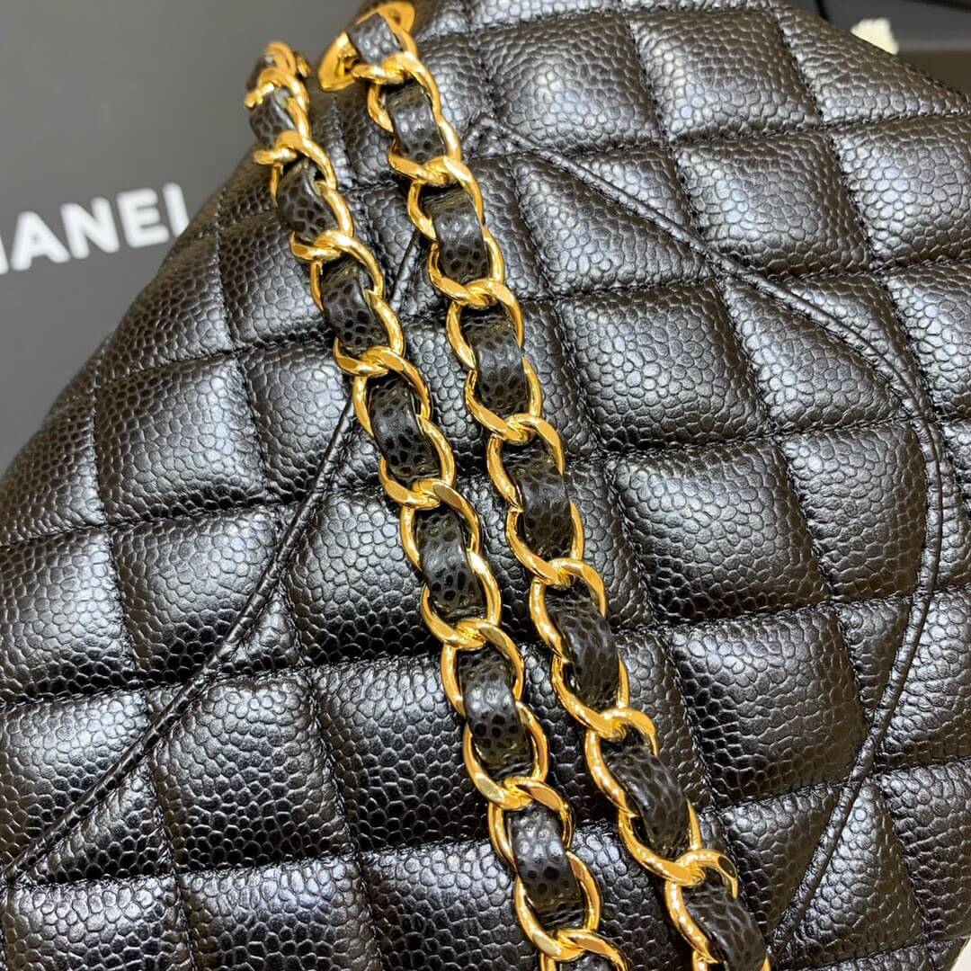 Chanel香奈儿 CF25 Classic flap bag A01112黑色牛皮金扣