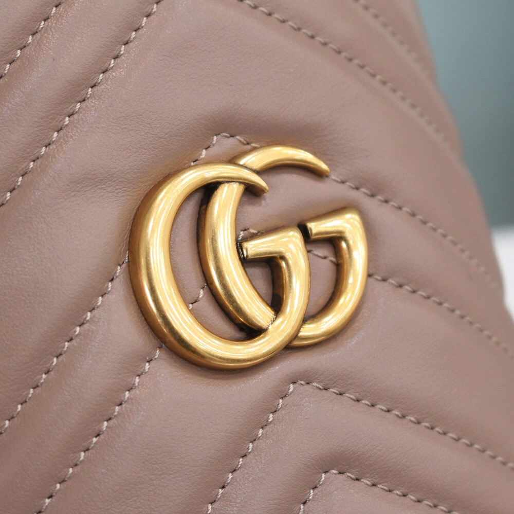 Gucci/古驰 GG Marmont系列小水桶包 575163杏色