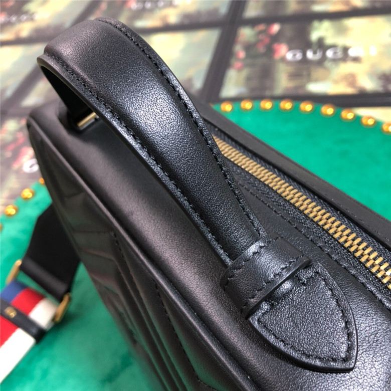 Gucci古驰 498100 黑色 GG Marmont系列绗缝肩背包