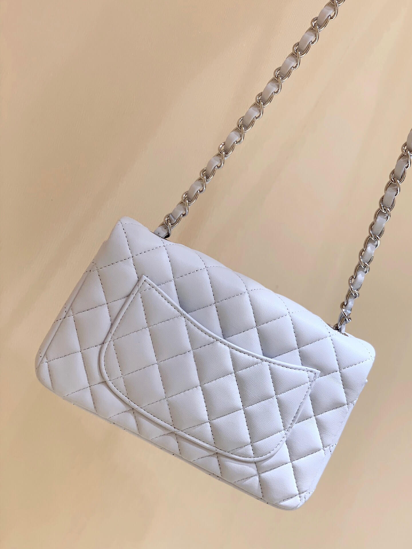 Chanel CF20大mini Classic flap bag A01116羊皮白色