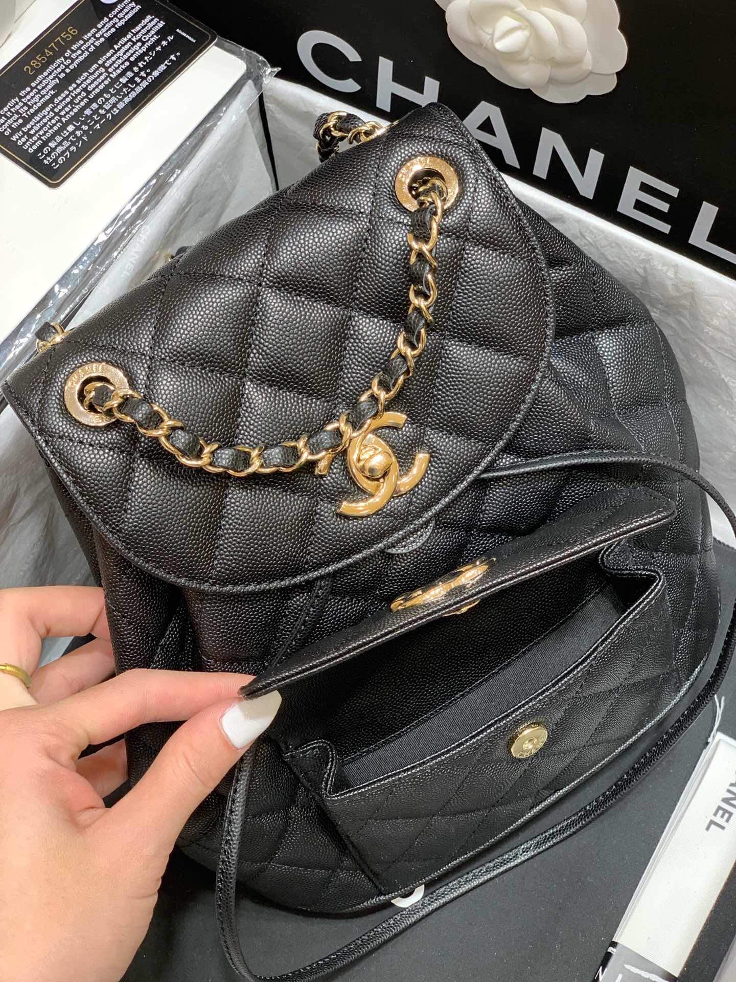 Chanel 小香2020早春新款双背包 AS1371黑色