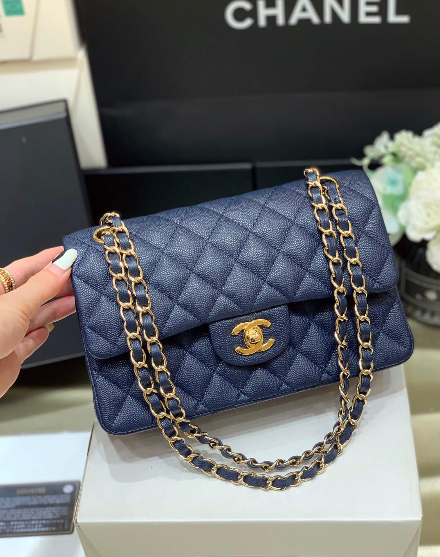 Chanel CF23 Classic flap bag A01113深蓝色