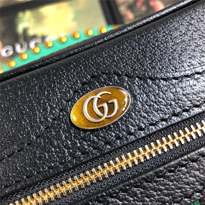 Gucci古驰 517350 黑色皮革 Ophidia系列迷你手袋
