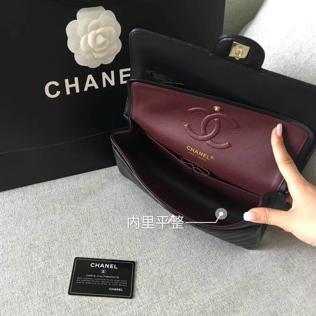 Chanel/香奈儿CF原厂羊皮25CM中号链条斜挎包