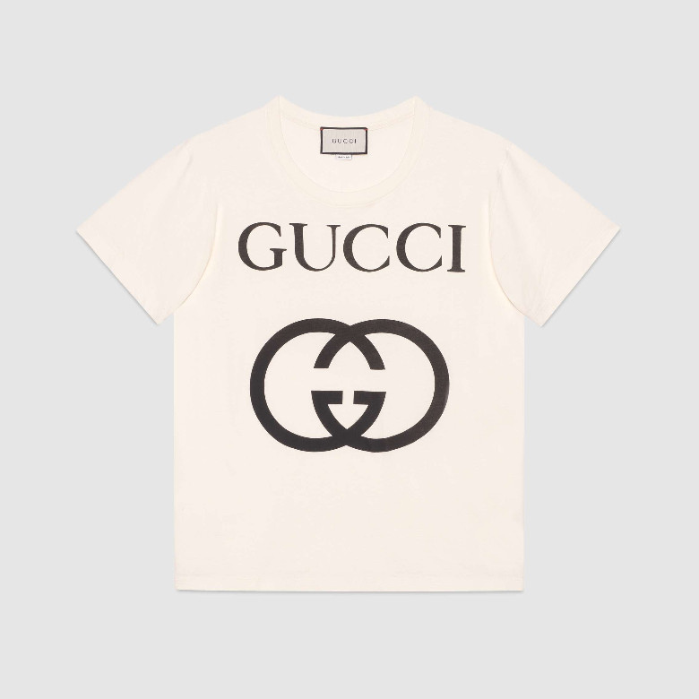 Gucci 493117 X3Q35 7561 饰互扣式双G 超大造型T恤