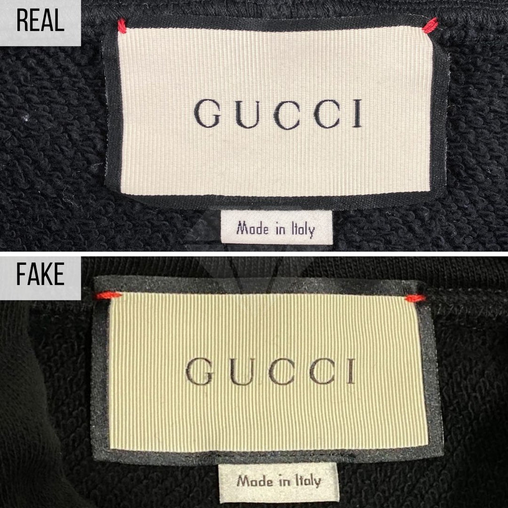 如何识别假 Gucci 连帽衫：Gucci 标签法