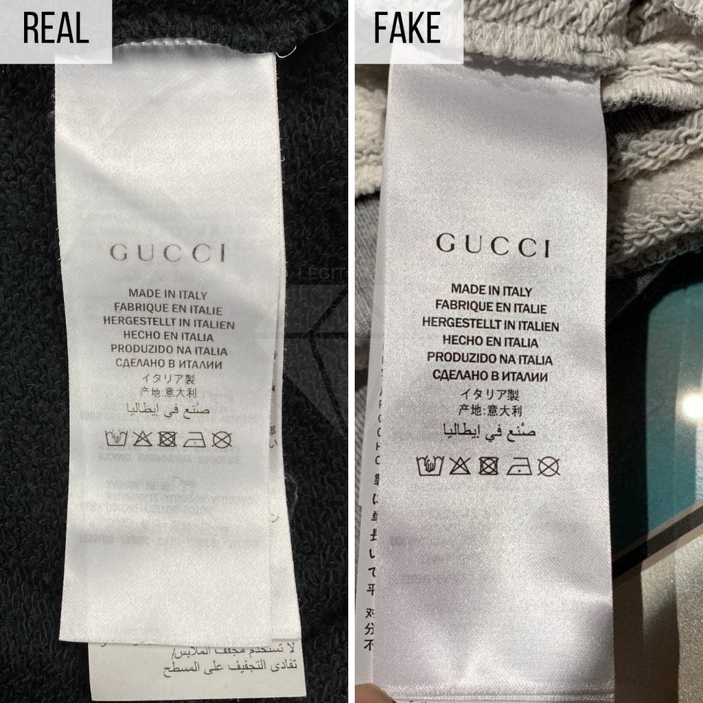 如何识别假 Gucci 连帽衫：水洗标签法