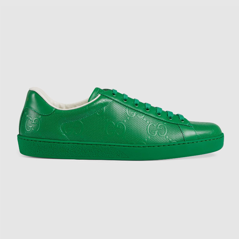 Gucci 625787 绿色 Ace系列 GG压花 男士运动鞋