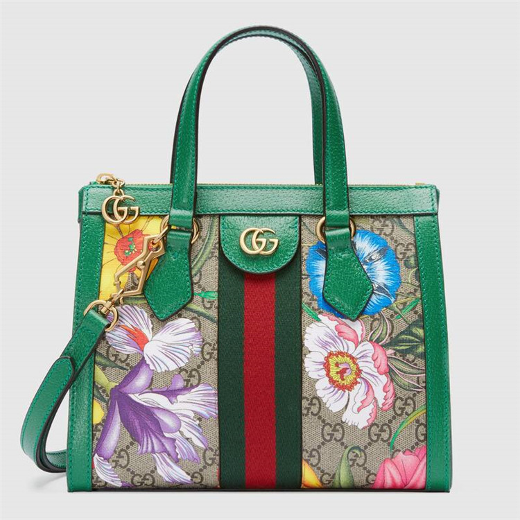 Gucci 547551 HV8AE 8709 绿色 Ophidia系列 GG花卉小号购物袋