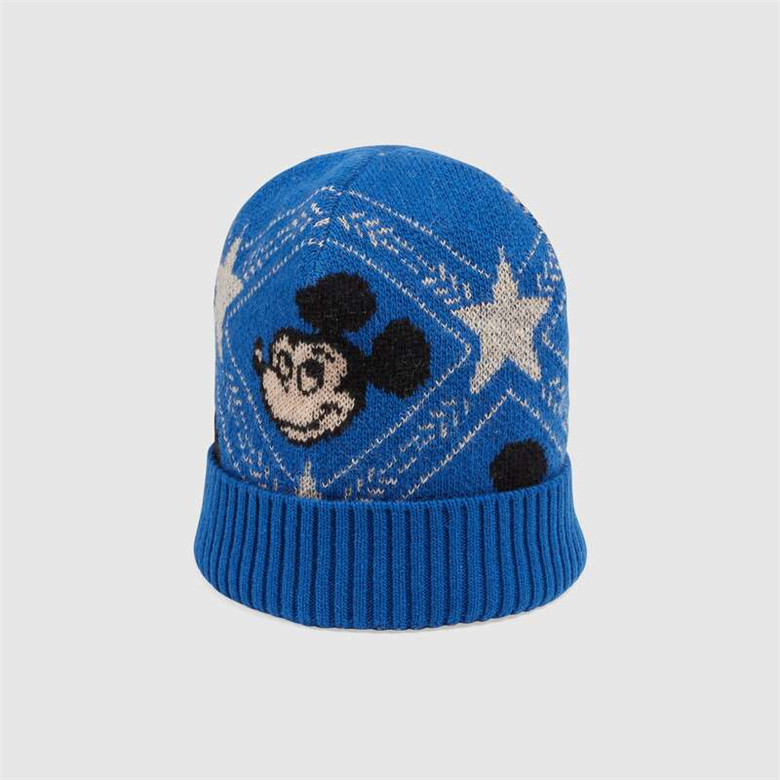 Disney x Gucci 604032 4GA50 4300 蓝色 羊毛提花帽