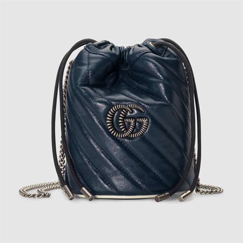Gucci古驰 573817 0OLPN 4188 蓝色 GG Marmont系列迷你水桶包