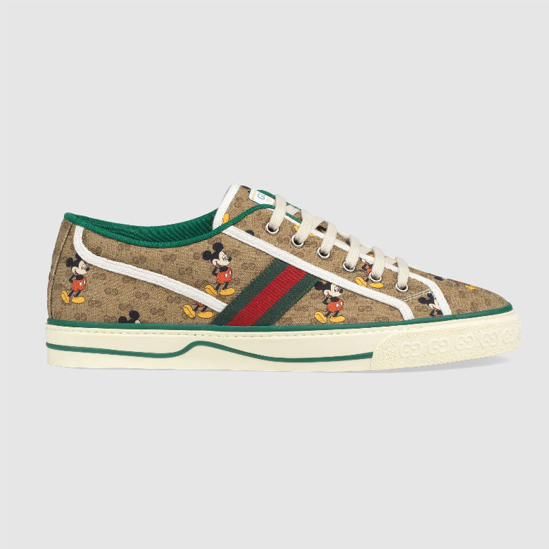 Gucci古驰 606111 米色/乌木色 Disney x Gucci Tennis 1977 男士运动鞋