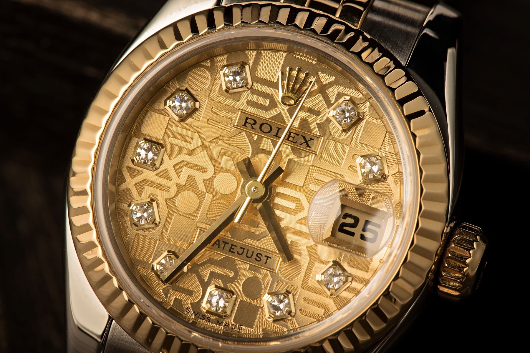 Rolex Jubilee Dial Gold Champagne Diamond Hour Markers