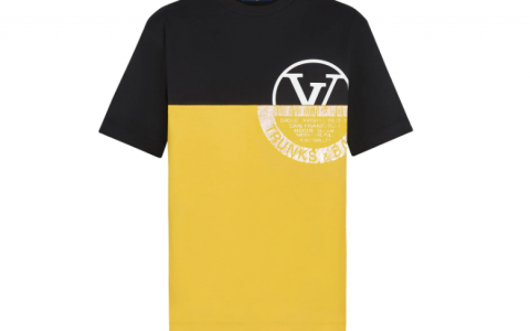 LV 1A83MH 黑色 LV WORLD 图章色块 T恤