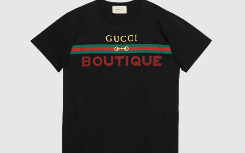 Gucci 548334 黑色 Gucci Boutique印花 超大造型T恤