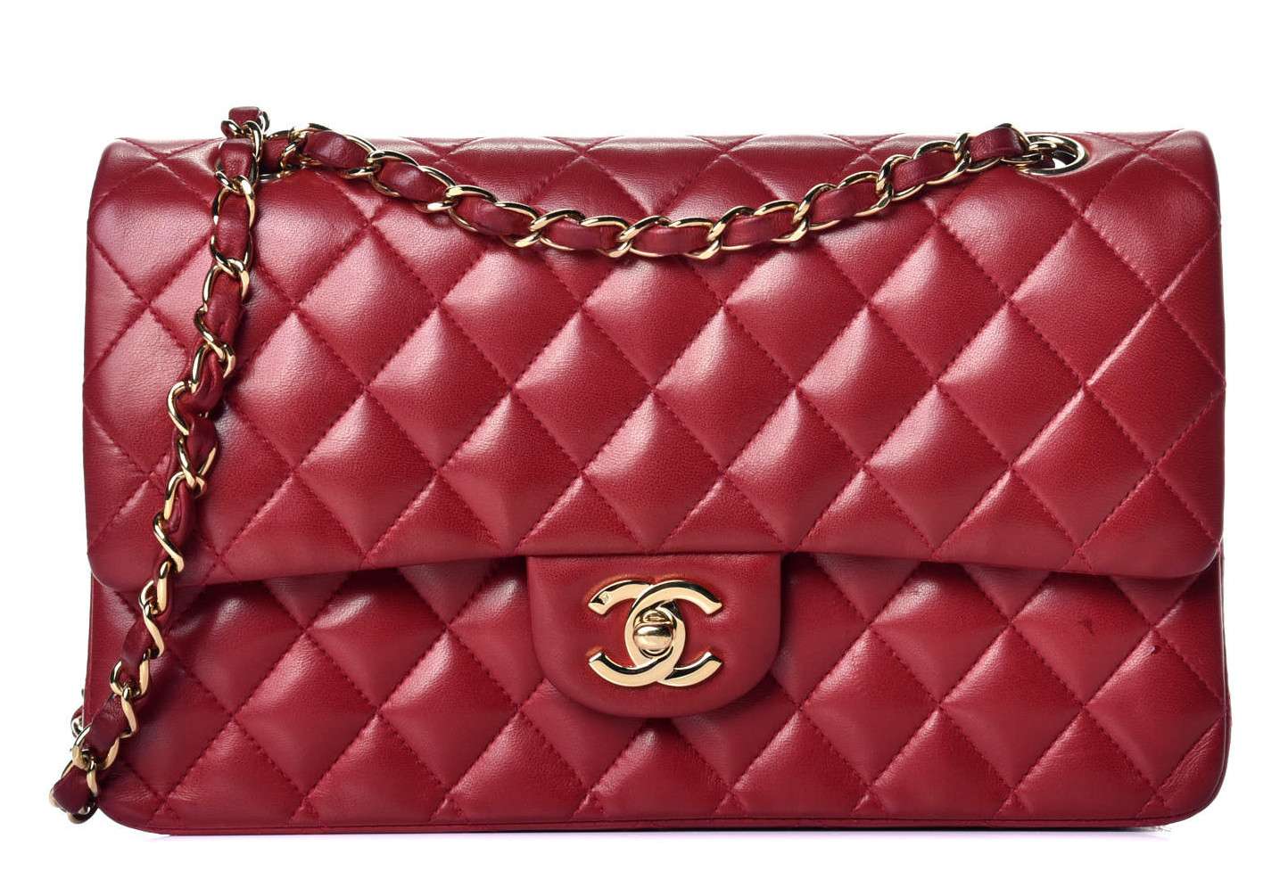 Chanel Lambskin Medium Red Classic Flap