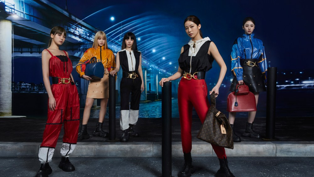 Le Sserafim members Kim Chaewon, Hong Eunchae, Sakura, Kazuha and Huh Yunjin in their first Louis Vuitton campaign