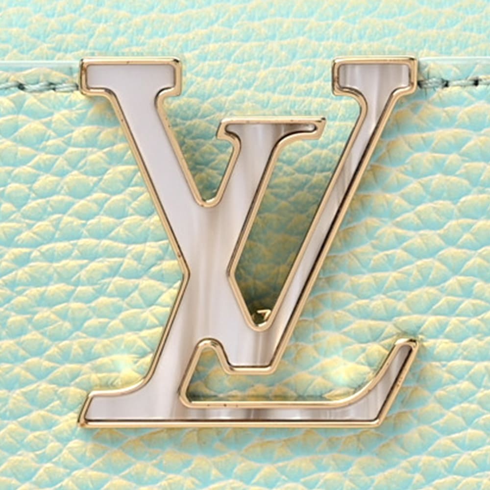 image of authentic louis vuitton mother of pearl stone on a capucines bag by FASHIONPHILE