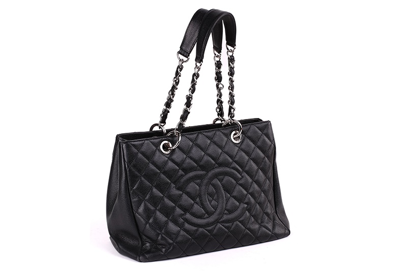 A Chanel 2011 shopping tote black caviar leather