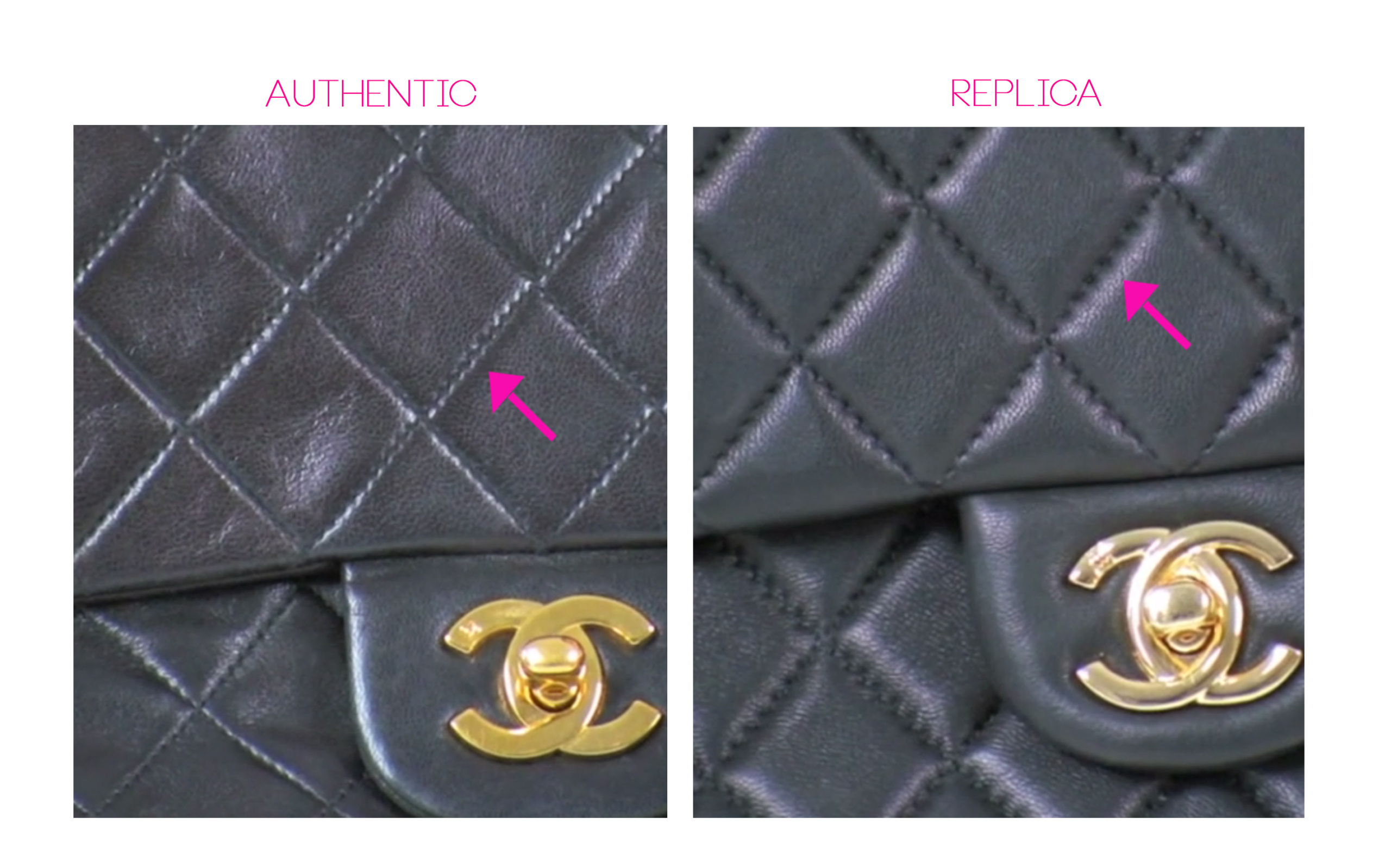Stitch Count on Chanel Classic Flap Bag, Authentic Chanel handbags Boca Raton,